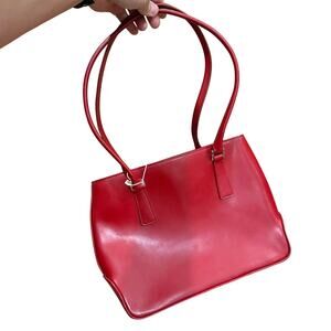 M. London Red Leather? Purse Bag Tote Signature Lining